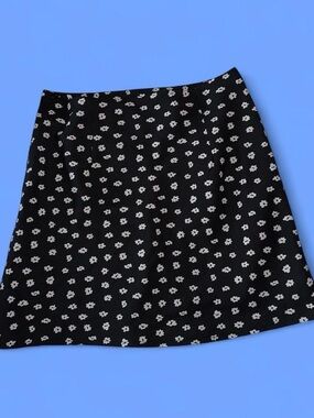 Black Floral A-Line Women's Skirt
